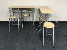 Two contemporary breakfast bars with four stools