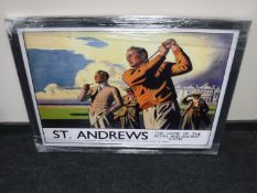 A framed railway advertising picture, St.