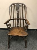 A 19th century elm Windsor chair