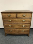 A Georgian oak chest of five drawers,