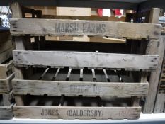 Eight wooden fruit crates