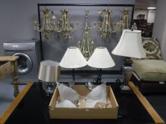 Four table lamps and shades,
