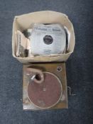 An early twentieth century oak table top gramophone,