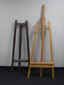 Two folding artist's easels