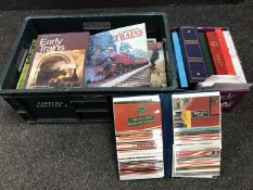 A crate of assorted railway books and a box of assorted railway photograph albums