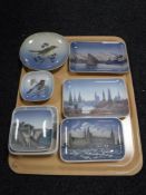 A tray of eleven assorted Royal Copenhagen and B & G shallow dishes