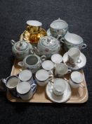 A tray of Japanese tea china, two Royal Worcester trios, Royal Worcester, Wedgwood,