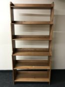 A set of pine open shelves