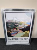 A framed railway advertising picture,