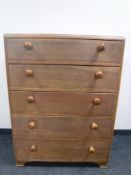 A 20th oak five drawer chest with pine handles