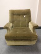 A green button dralon Parker Knoll chair