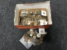 A box of pre-decimal British coins,