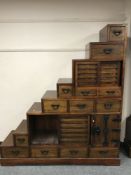 A Korean Tansu cabinet fitted with doors and drawers,