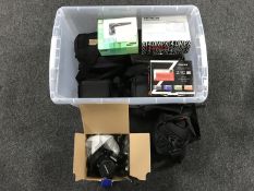 Two crates of assorted digital cameras, JVC video cam,