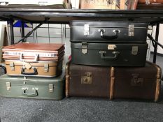 An early 20th century wooden bound trunk,