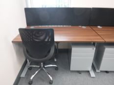 An office desk with back divider,