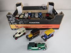 A box of mid 20th century and later die cast cars including Italian sports cars,