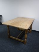 A pine farmhouse kitchen table