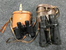 A cased set of Barr & Stroud military field glasses together with a set of Atlas field glasses in
