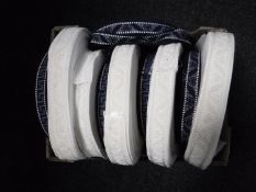 A box of vintage Silver Cross pram trim - blue and white