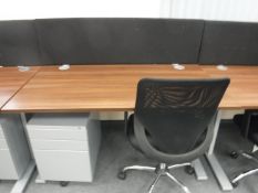 An office desk with back divider,