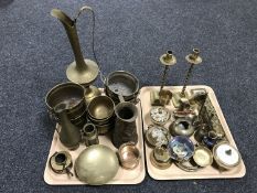 A box of assorted brass ware