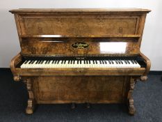 A walnut cased upright grand piano by Hopkinson of London CONDITION REPORT: There