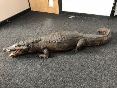 A late 19th century taxidermy crocodile,