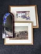 A watercolour study of farmhands loading a hay cart attributed to David Thomas Robertson