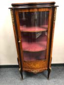 An inlaid Kingwood and gilt metal mounted serpentine-front vitrine, 20th century, width 68cm,