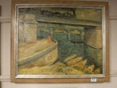 An Artagraph edition: Rowing boats by a bridge