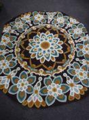 A Kashmir circular chain stitch rug,