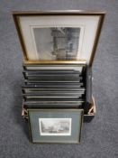 A box containing eighteen coloured engravings,