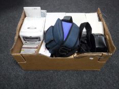 A box containing JVC micro hifi system, CD's pure DAB radio,