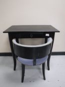 A contemporary pine writing desk and a elbow chair