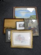 A collection of pictures and prints,