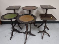 Six mahogany wine tables