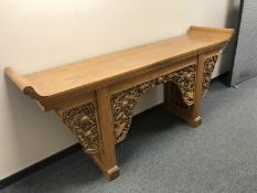 A Chinese carved elm altar table,