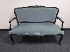 A painted three piece salon suite in blue dralon