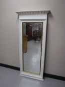 A white and gilt painted hall mirror