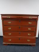 A 19th century painted pine five drawer chest
