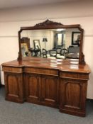A Victorian mahogany inverted breakfront mirror back sideboard,