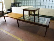 A tiled topped coffee table,