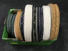 A box of vintage Silver Cross pram trim