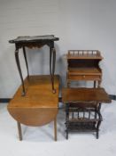 A walnut flap sided coffee table, shaped occasional table,