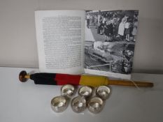 A set of six silver plated napkin rings by Walker & Hall each bearing the RAF insignia,