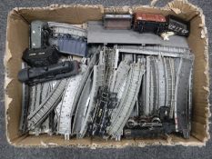 A box of Hornby locomotives with power tender and two others,