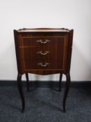 A French style inlaid mahogany bedside stand