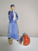 A Goebel figure - Gentle Breezes and a Royal Crown Derby bird paperweight