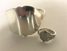 A Lindisfarne silver ring and a Lindisfarne silver bangle
